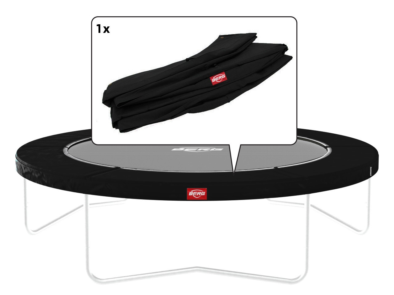BERG Trampolin-Schutzrand Favorit - Regular - 380 cm - Schwarz mit weißer Umrandung
