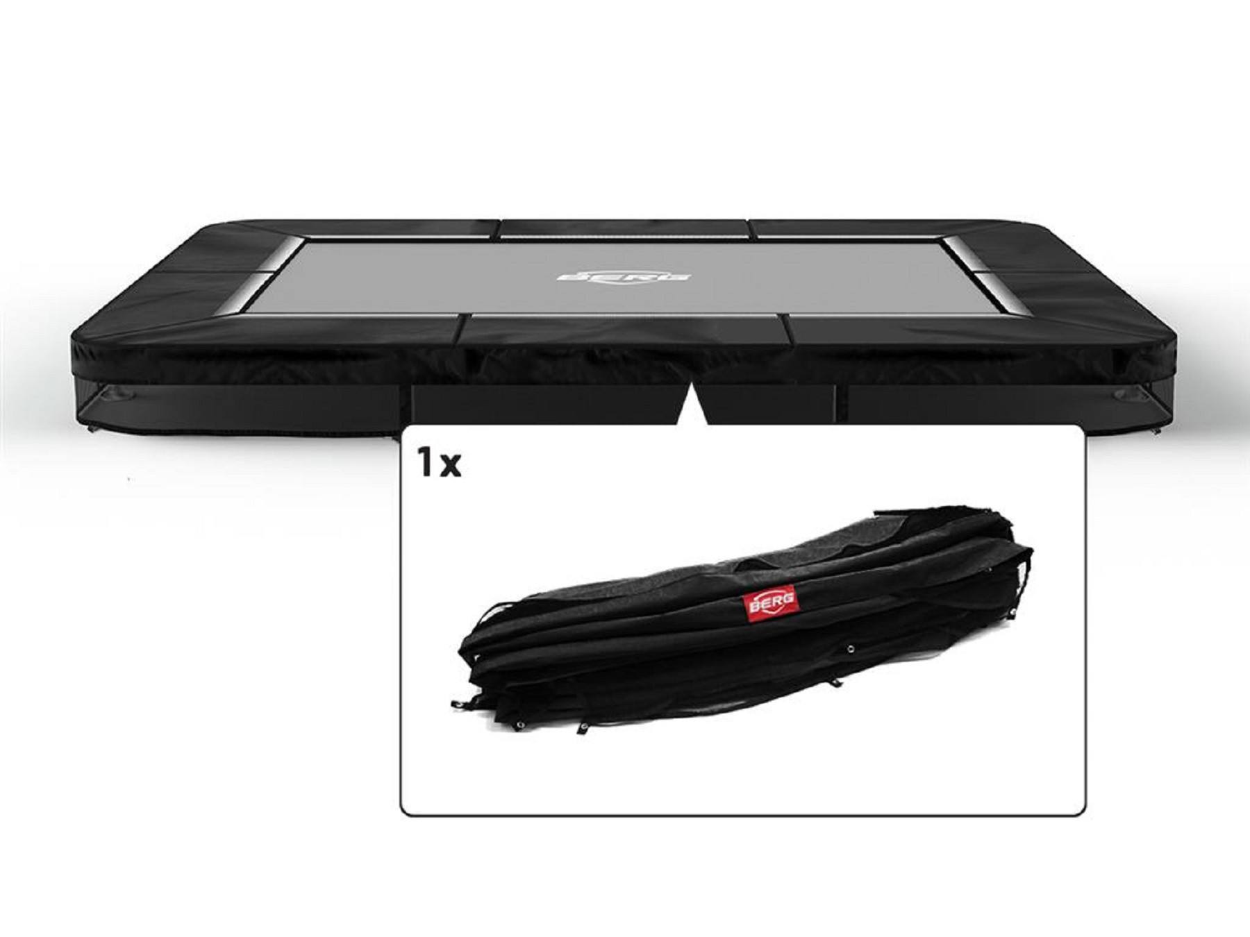 BERG Trampolin-Schutzrand Ultim Favorit - InGround - 280 x 190 cm - Schwarz mit weißer Umrandung