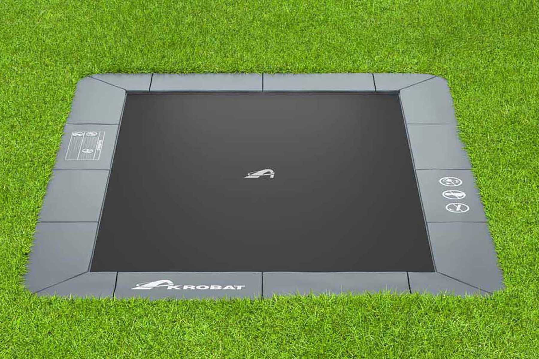 Akrobat Trampolin Orbit - Flat to the Ground - 305 x 183 cm - Anthrazit Grau