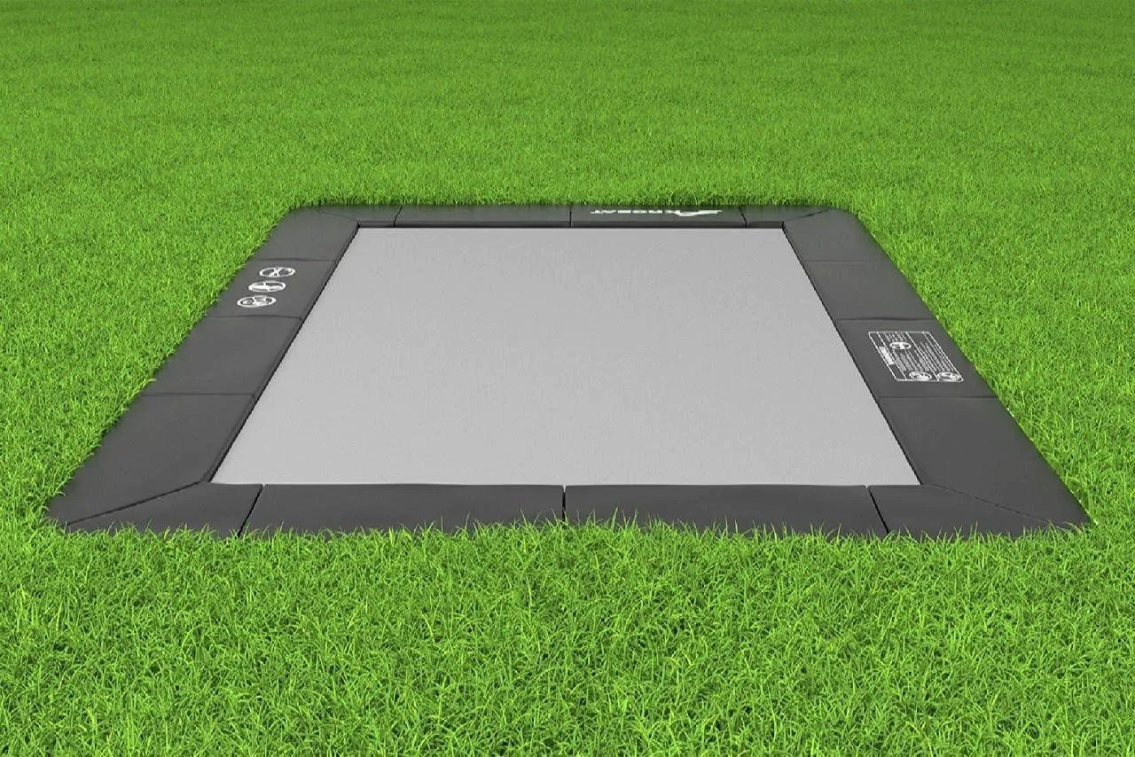 Akrobat Trampolin Primus Flach auf dem Boden - 380 x 250 cm - Schwarz