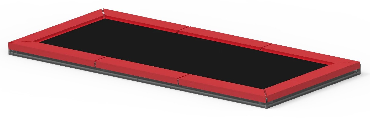 12SPRINGS CURVE-XL Trampolin Einseitig flach (OSF) - 775 x 250 x 150 cm - Schwarz