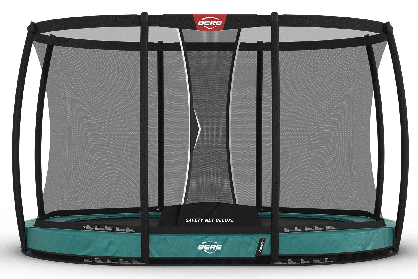 BERG Champion ovales InGround Trampolin 350cm mit Sicherheitsnetz Deluxe Grün