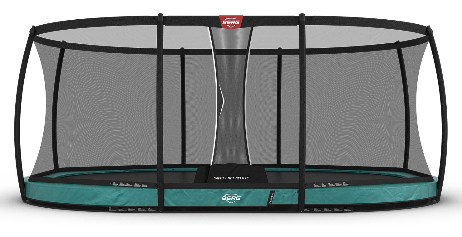 BERG Champion ovales InGround Trampolin 520cm mit Sicherheitsnetz Deluxe Grün