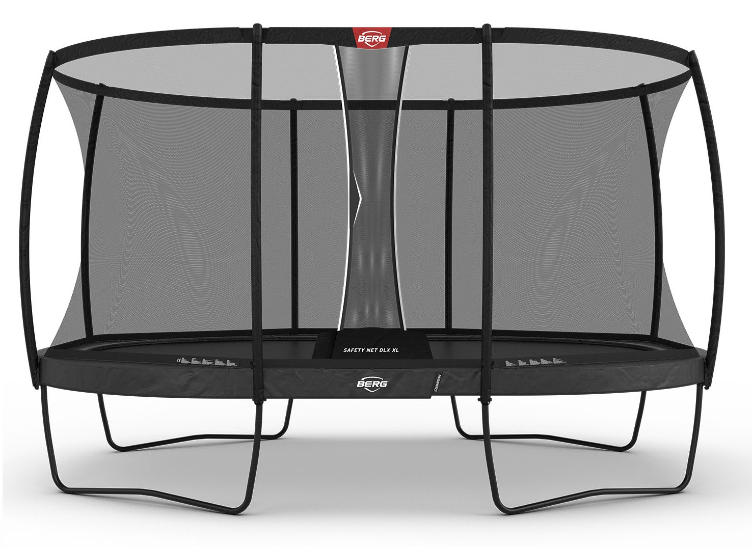 BERG Champion ovales Trampolin auf Beinen 520cm mit Sicherheitsnetz Deluxe XL - Anthrazit Grau