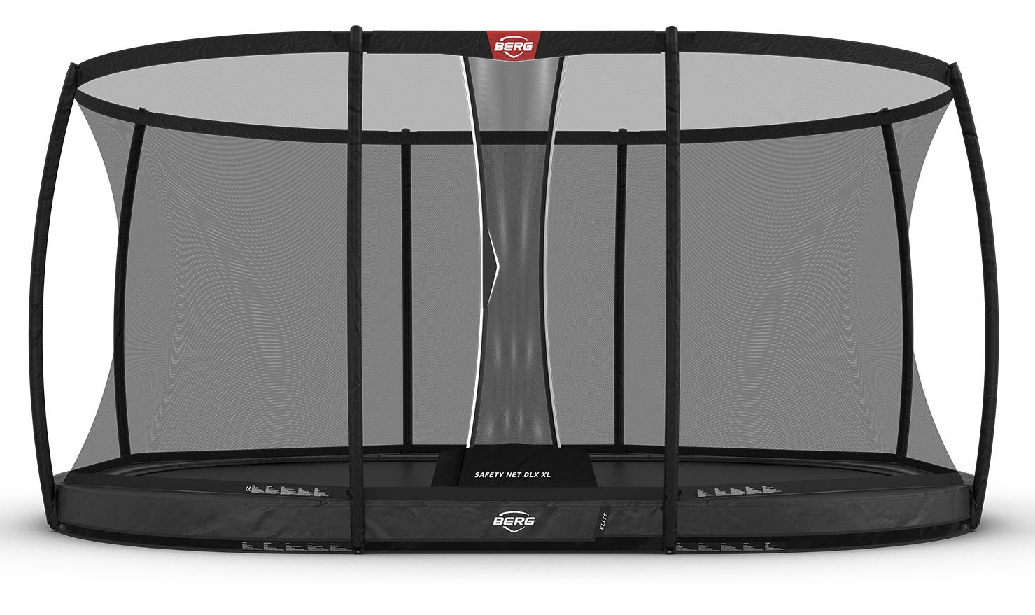 BERG Elite ovales InGround Trampolin 520cm mit Sicherheitsnetz Deluxe XL - Anthrazit Grau