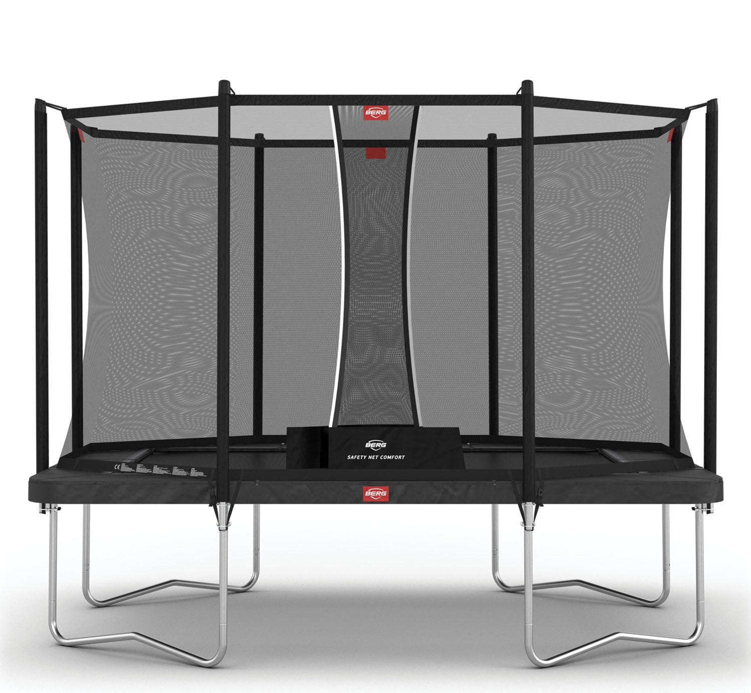 BERG Trampolin Ultim Favorit - mit Sicherheitsnetz Comfort - 330 x 220 cm - Anthrazit Grau