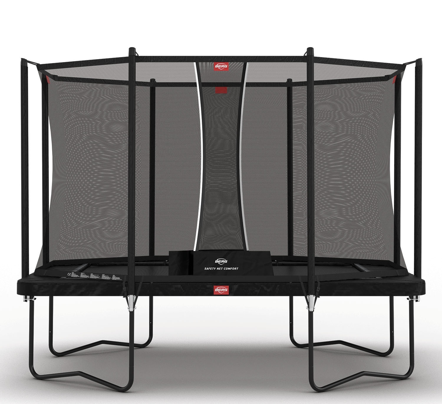 BERG Favorit rechteckiges Trampolin auf Beinen 330cm mit Sicherheitsnetz Comfort Schwarz