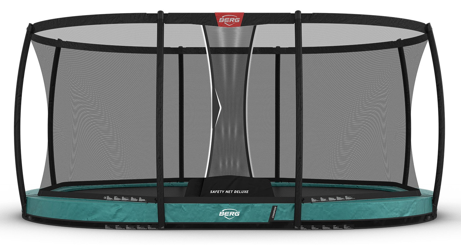 BERG Champion ovales InGround Trampolin 470cm mit Sicherheitsnetz Deluxe Grün