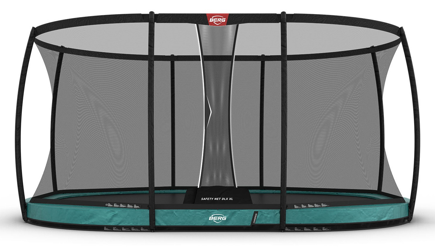 BERG Champion ovales InGround Trampolin 520cm mit Sicherheitsnetz Deluxe XL Grün