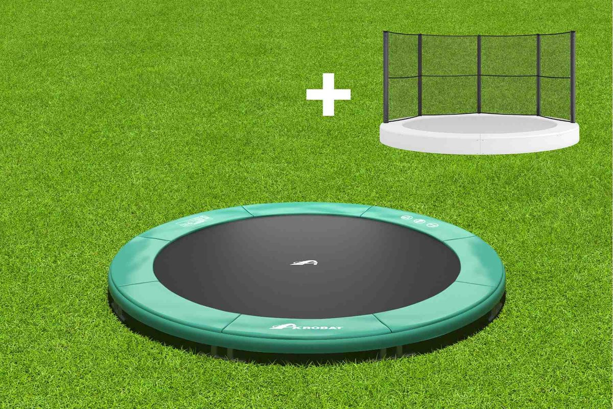 Akrobat Trampolin Orbit mit halbem Sicherheitsnetz - Inground - 365 cm - Grün
