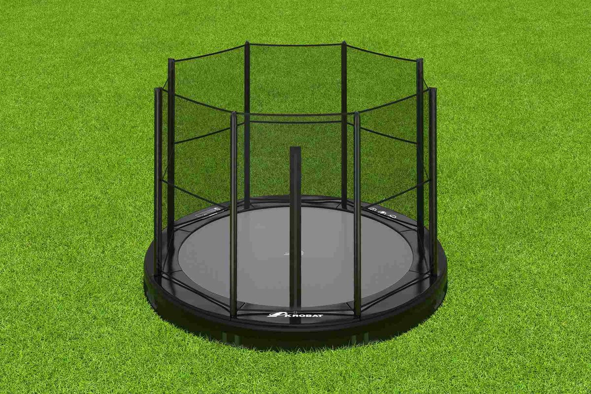 Akrobat Trampolin Primus mit Sicherheitsnetz - Unterflur - 365 cm - Schwarz