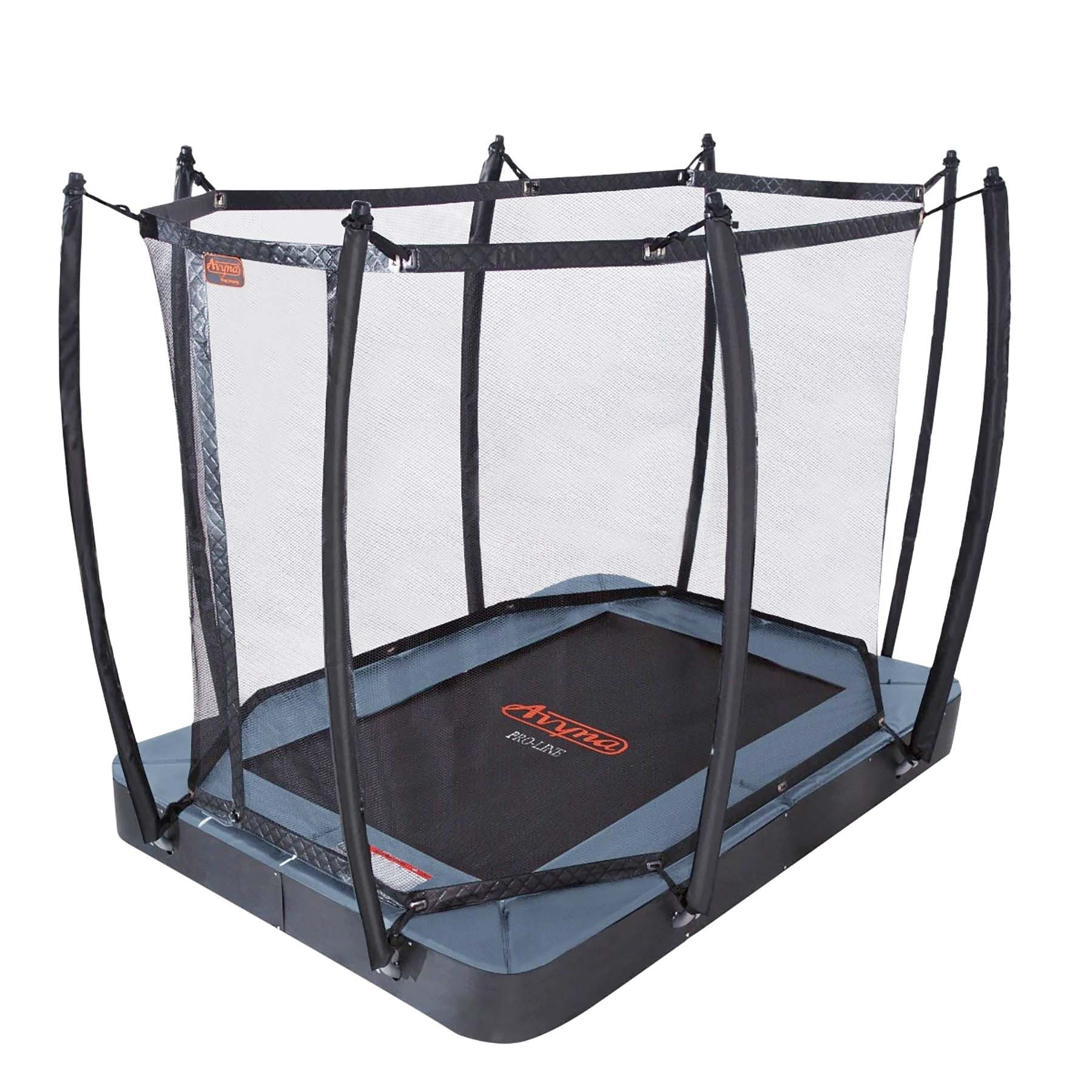 Avyna Trampolin Pro-Line - Flatlevel - mit Royal Class Sicherheitsnetz - 275 x 190 cm (213) - Grau