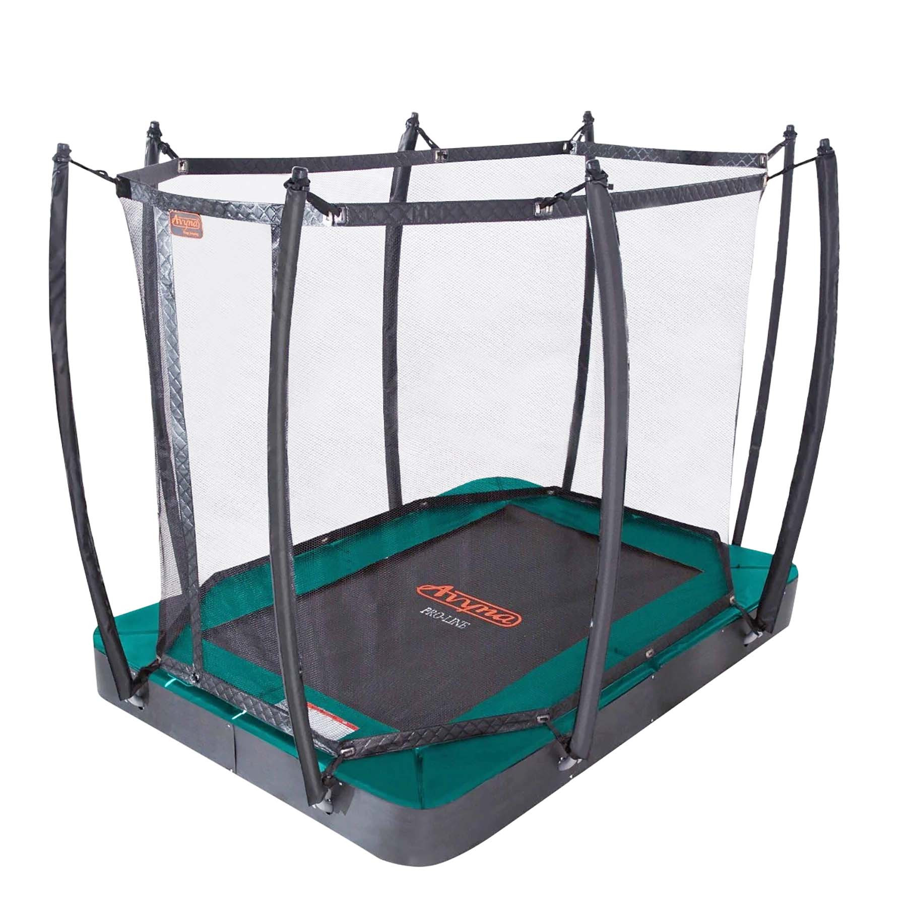 Avyna Trampolin ProLine - FlatLevel - mit Royal Class Sicherheitsnetz - 275 x 190 cm (213) - Grün