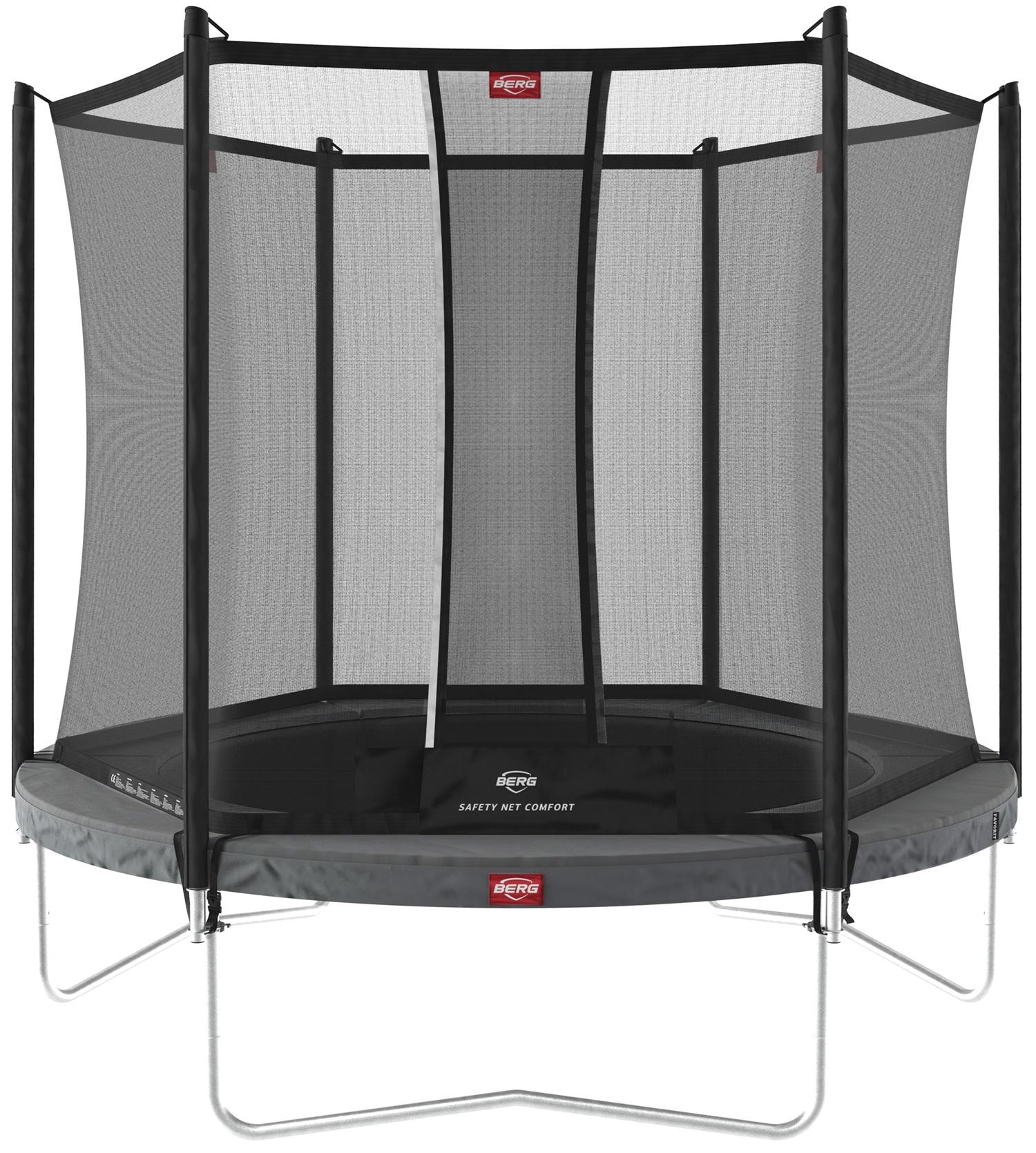 BERG Trampolin Favorit - Regular - mit Safety Net Comfort - 200 cm - Anthrazit Grau - mit Airflow Sprungmatte