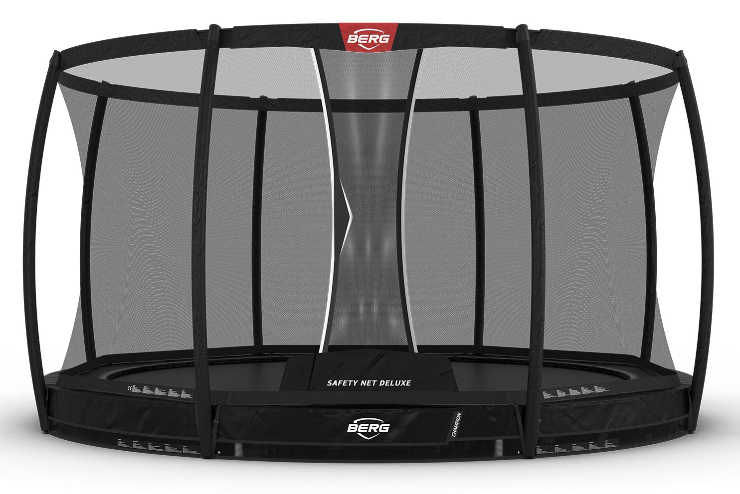 BERG Champion rundes InGround Trampolin 330cm mit Sicherheitsnetz Deluxe Schwarz Limited Edition