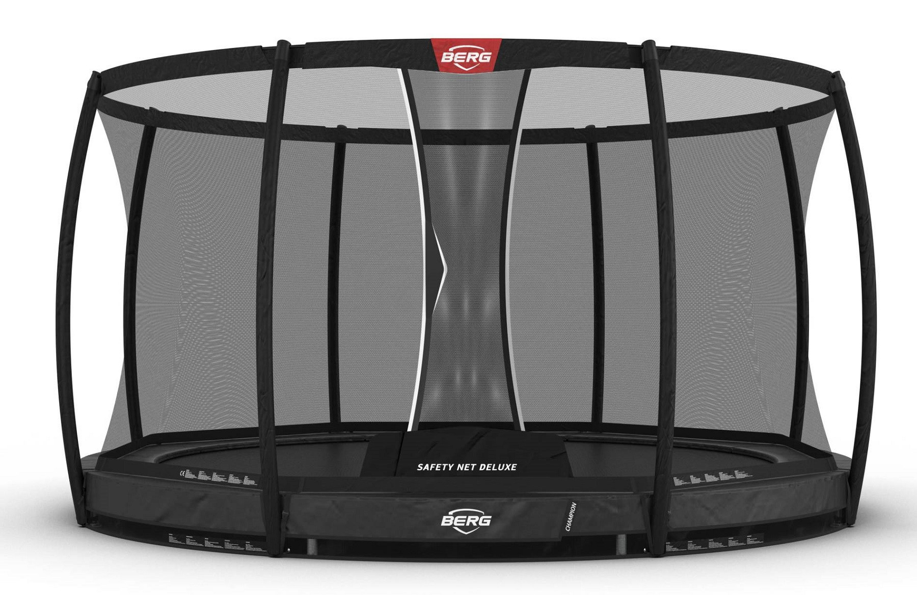 BERG Champion rundes InGround Trampolin 380cm mit Sicherheitsnetz Deluxe - Anthrazit Grau