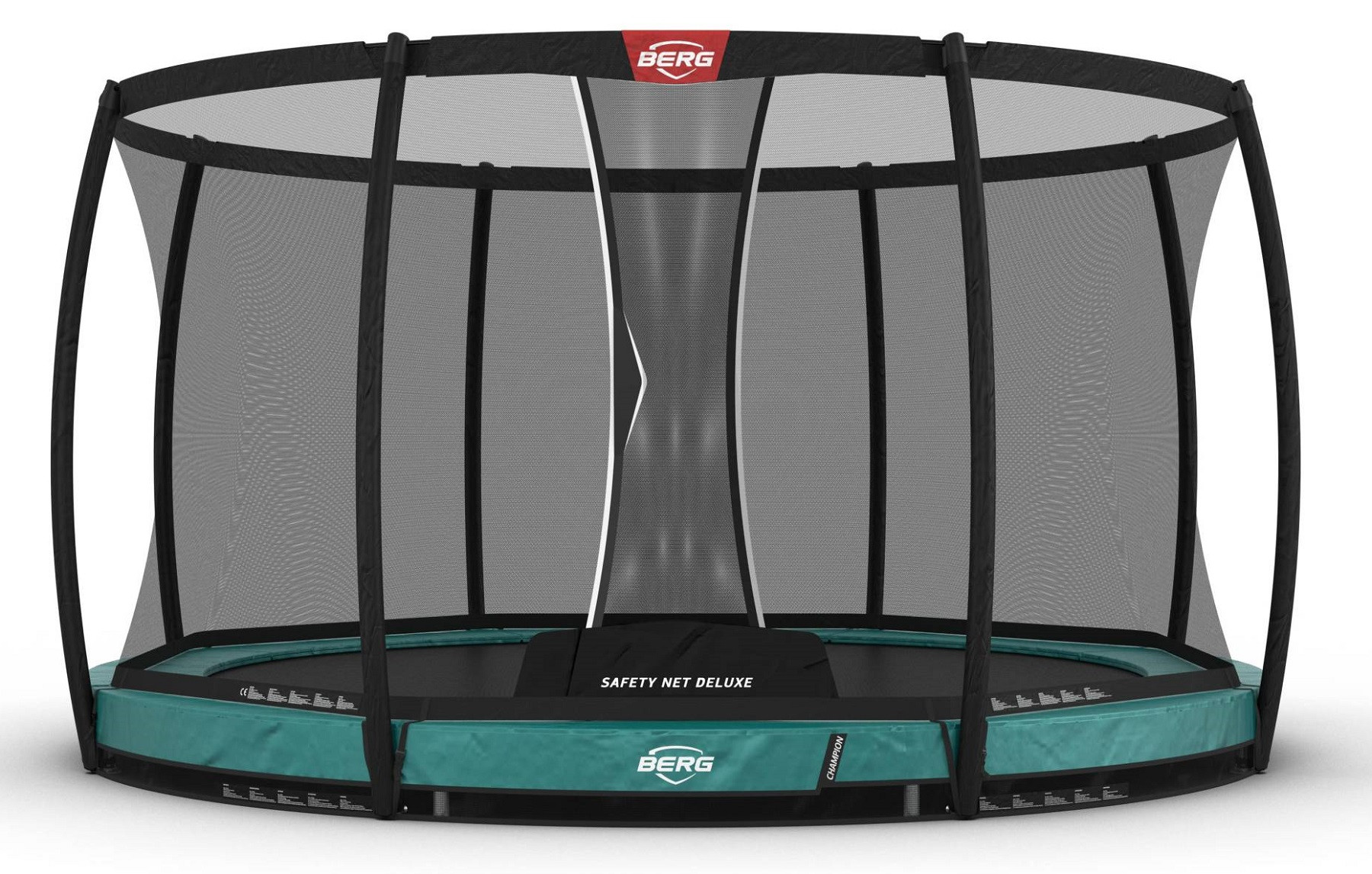BERG Champion rundes InGround Trampolin 380cm mit Sicherheitsnetz Deluxe Grün