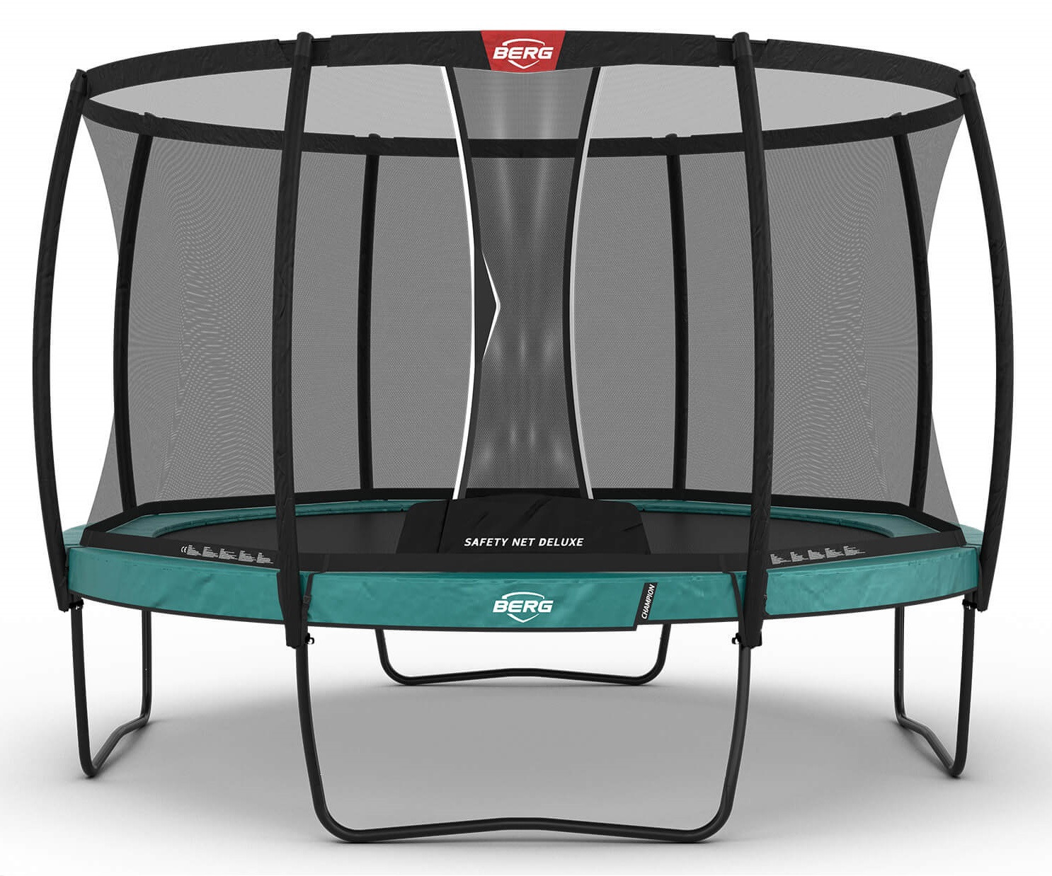 BERG Trampolin Champion mit Sicherheitsnetz - Safetynet Deluxe - 380 cm - Grün - Airflow-Technik - Twinspring Ferern