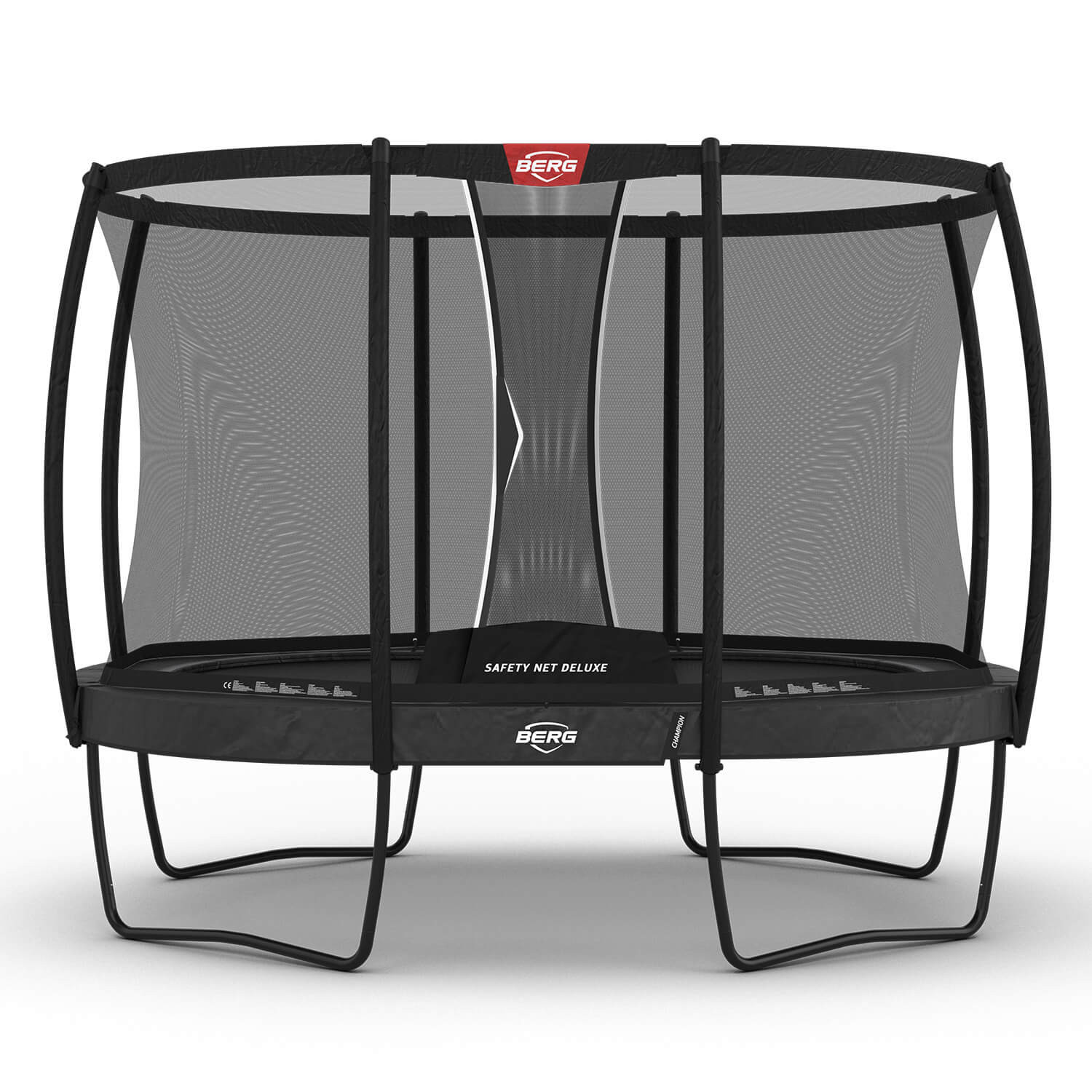 BERG Champion ovales Trampolin auf Beinen 350cm mit Sicherheitsnetz Deluxe - Anthrazit Grau